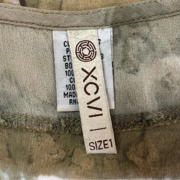XCVI Top Size 1 Tie Dye Cold Shoulder Green Lagenlook Dolman Sleeve - Picture 5 of 7